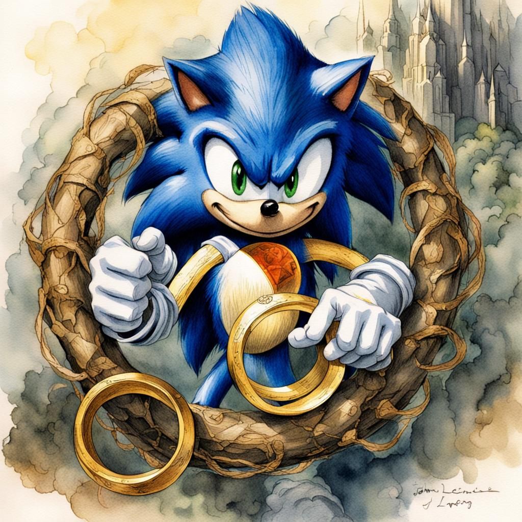 Sonic and the Ring: Watercolor Art