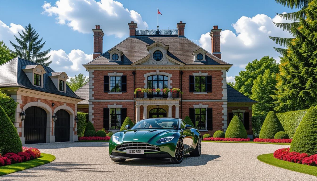 Victorian Chateau and Aston Martin DBX 707 in Monet Style