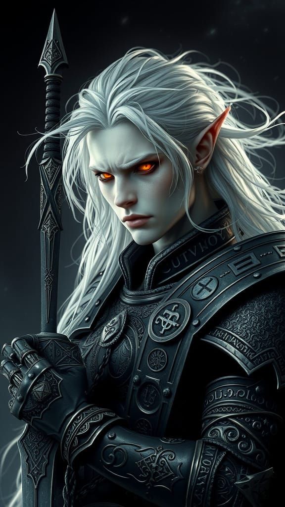 Ethereal Sorcerer Elric in Haunting Dark Fantasy Portrait