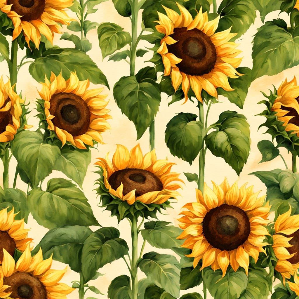 Vibrant Sunflower Field in Whimsical, Dreamlike Style