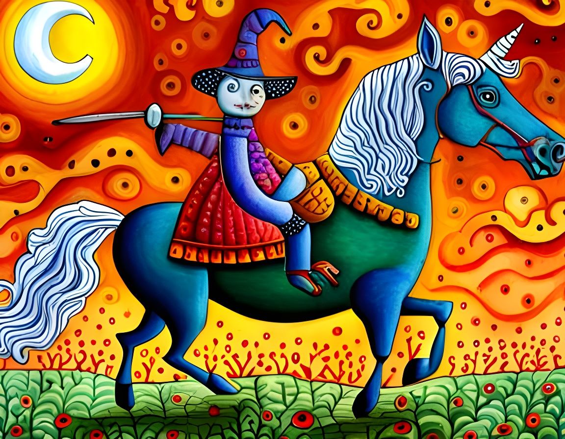 Halloween Headless Horseman in Cubist Aquarelles