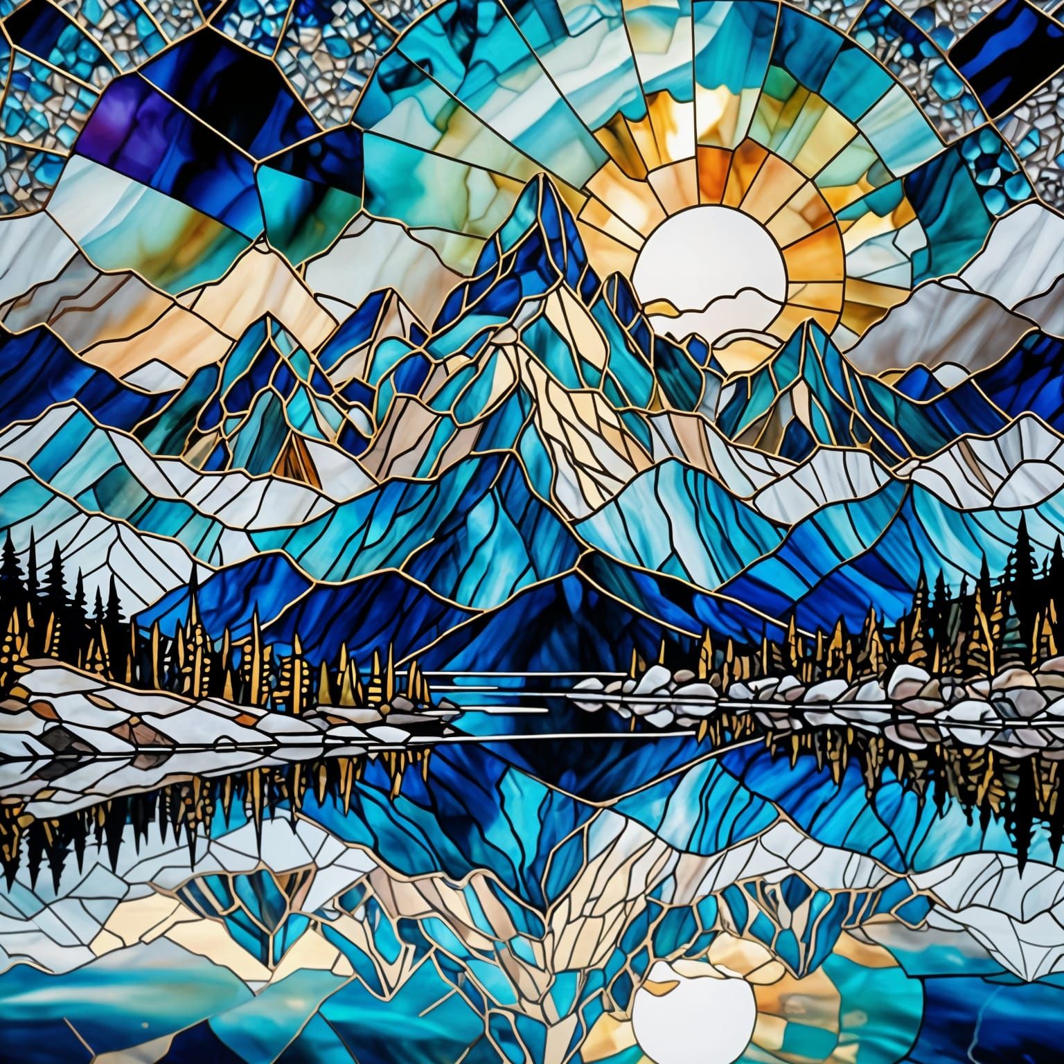 Shimmering Snow Peaks Mirrored in Crystal Lake