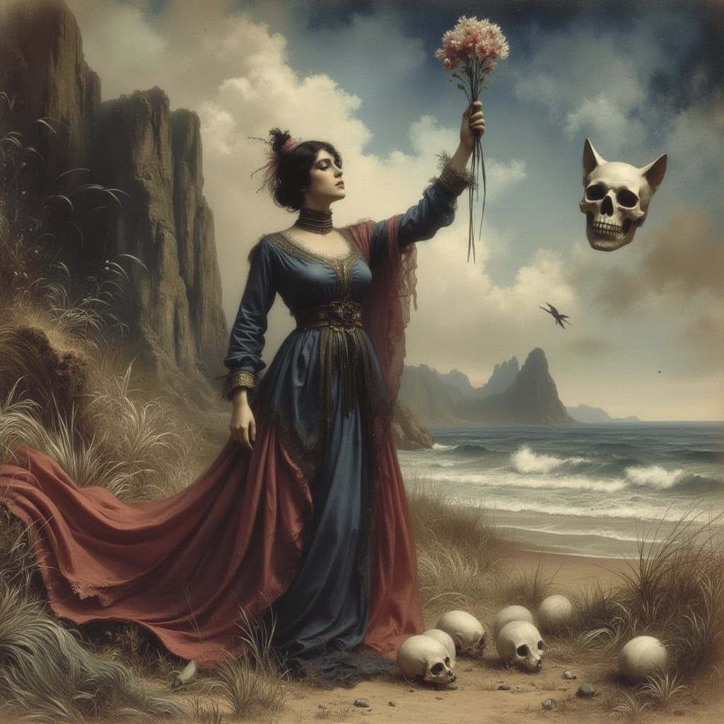Fae Queen Raising the Dead: Dreamlike Digital Art
