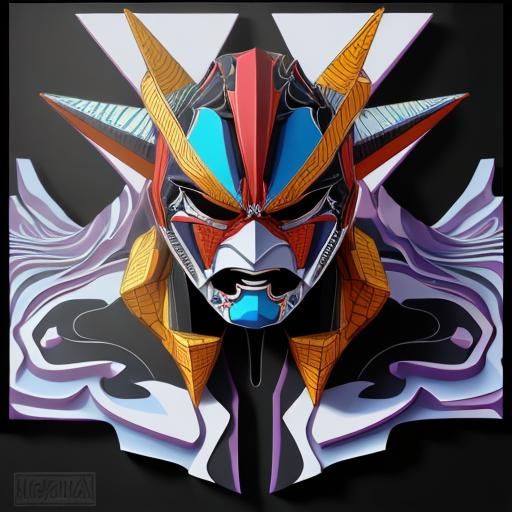 Abstract Megazord Fractal Design with 3D Shading