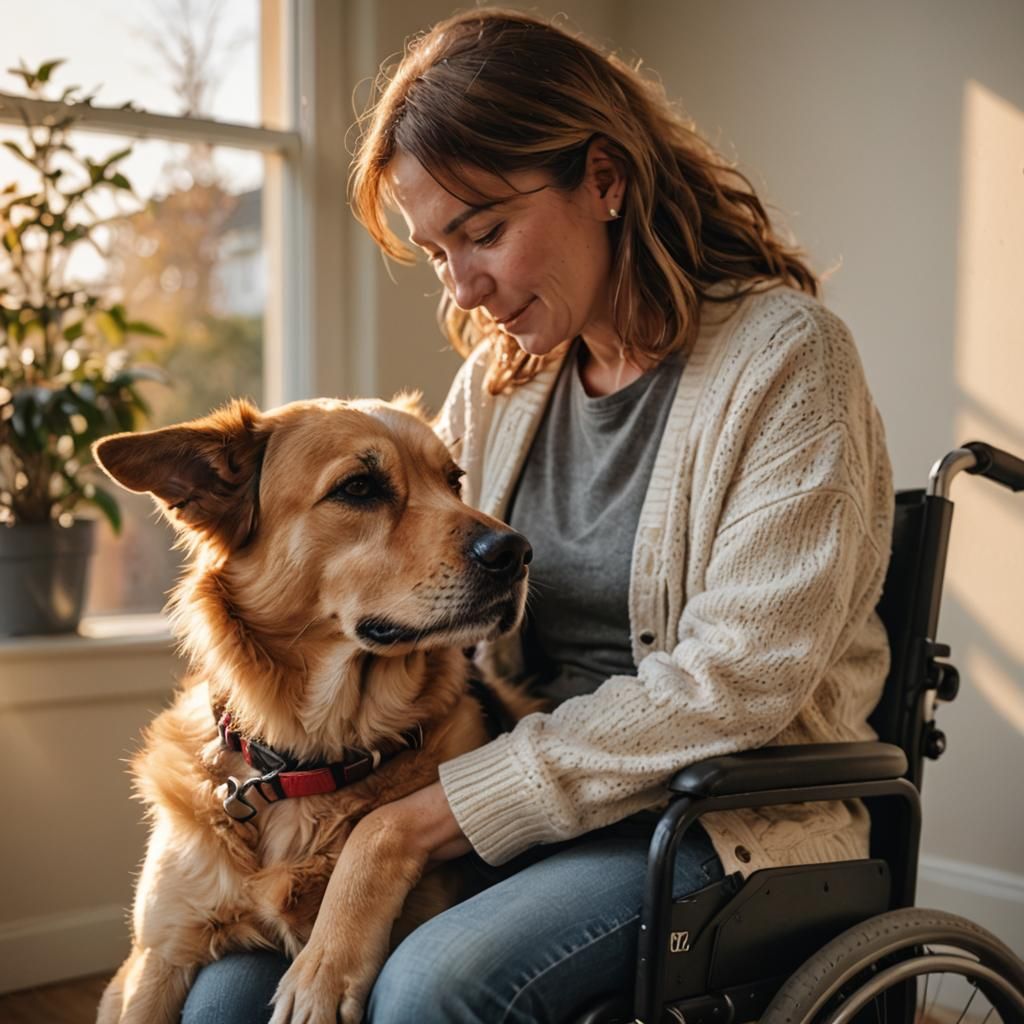 Emotional Support Dog Portrait in Golden Light