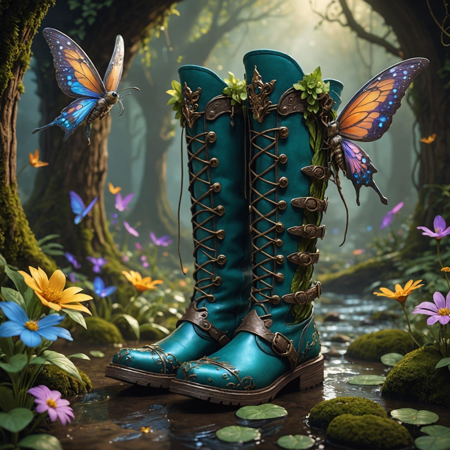 Fairies Wearing Boots in Detailed Matte Painting