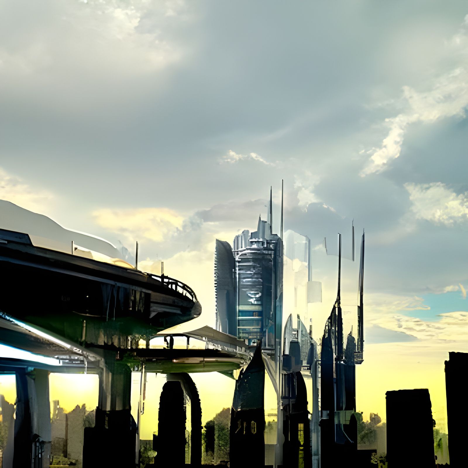 Detailed Matte Painting of a Futuristic City