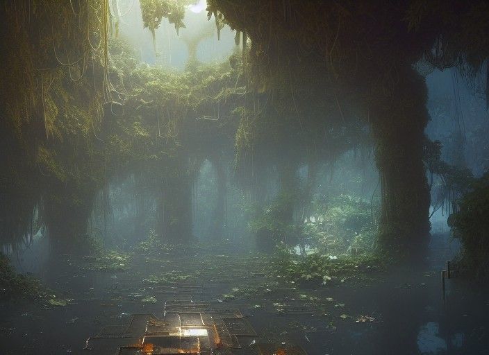 Labyrinth Temple Concept Art in Triadic Colors