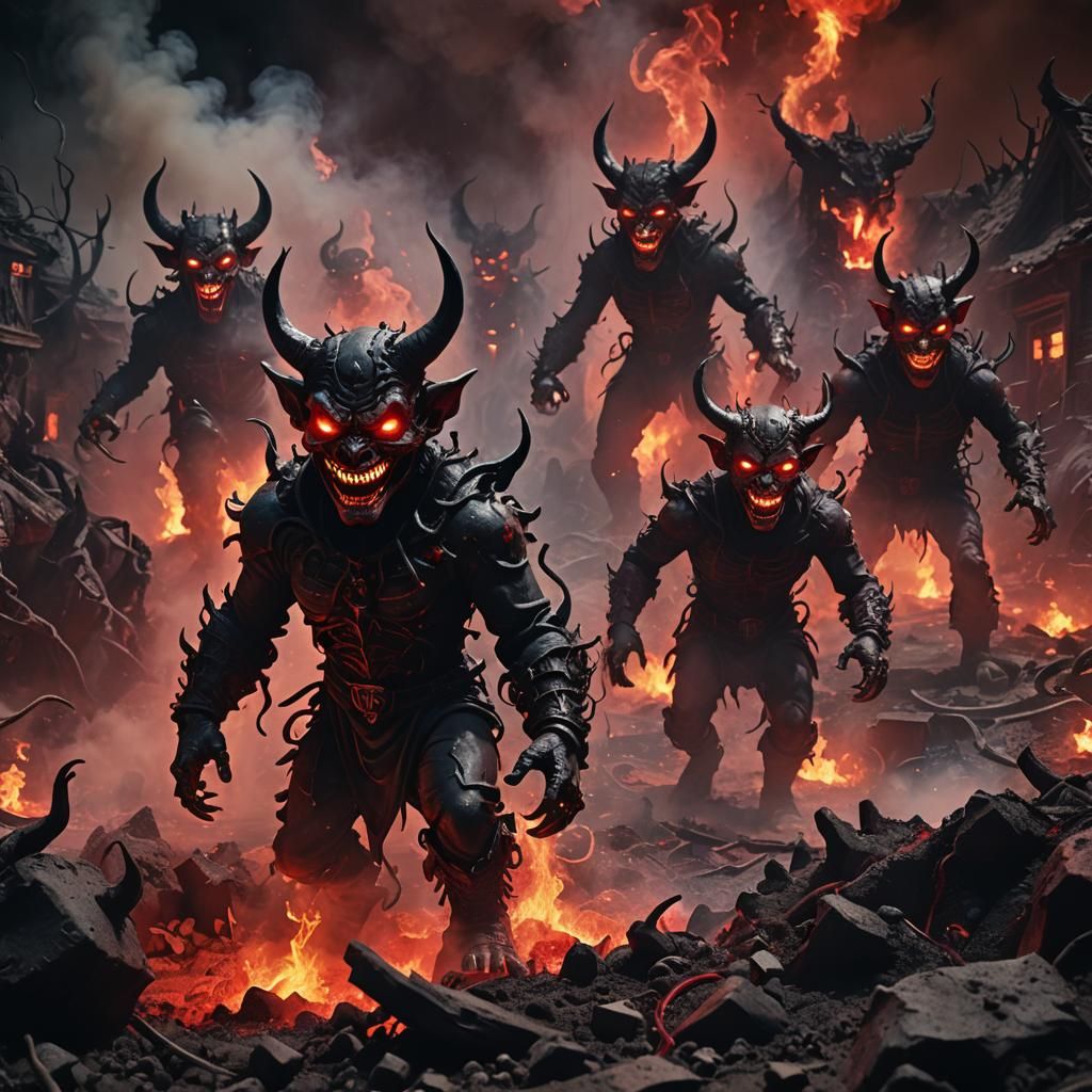 Surreal 3D Art: The Devil's Neon Playground