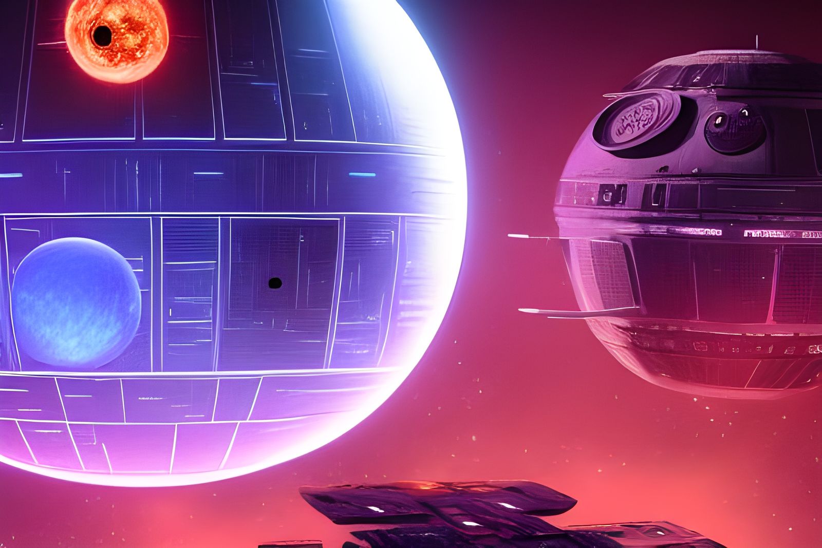 Borg Cube Death Star Hybrid in Space