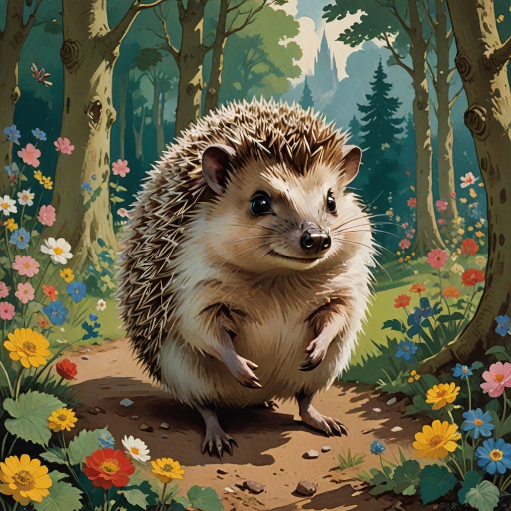 Hedgehog's World: Video Game Cover in Fauvist Style