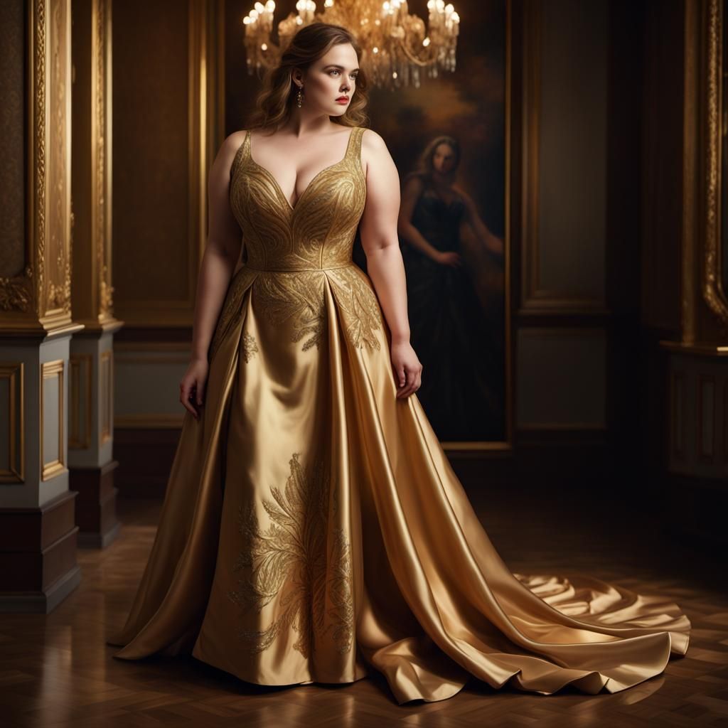 Plus Size Model in Gown at Gala Event