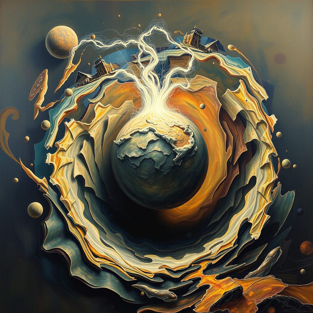 Surreal Convergence of Mass and Energy in a Swirling Vortex...