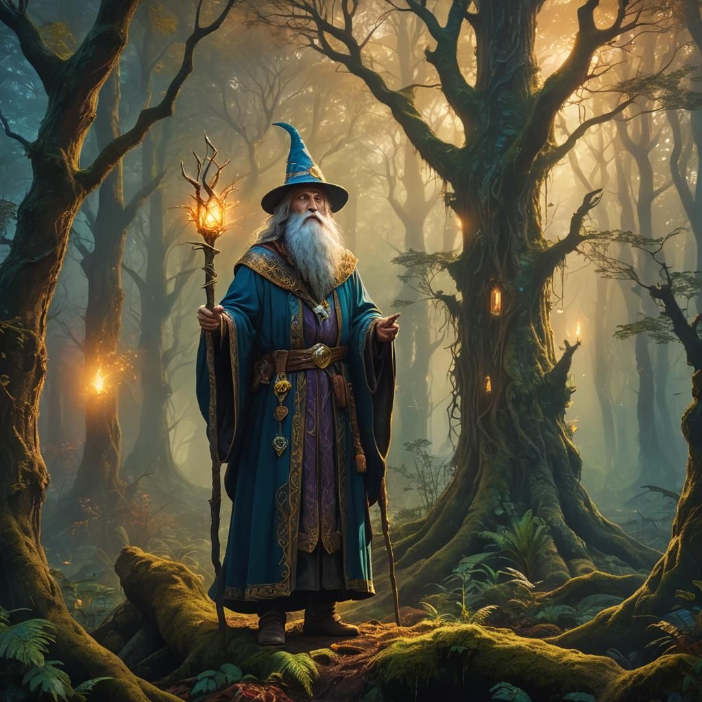 Mystical Forest Wizard in Digital Matte Painting