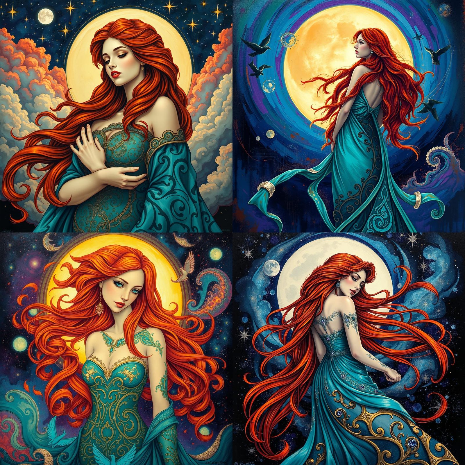 Moon Goddess in Art Nouveau Graffiti Style