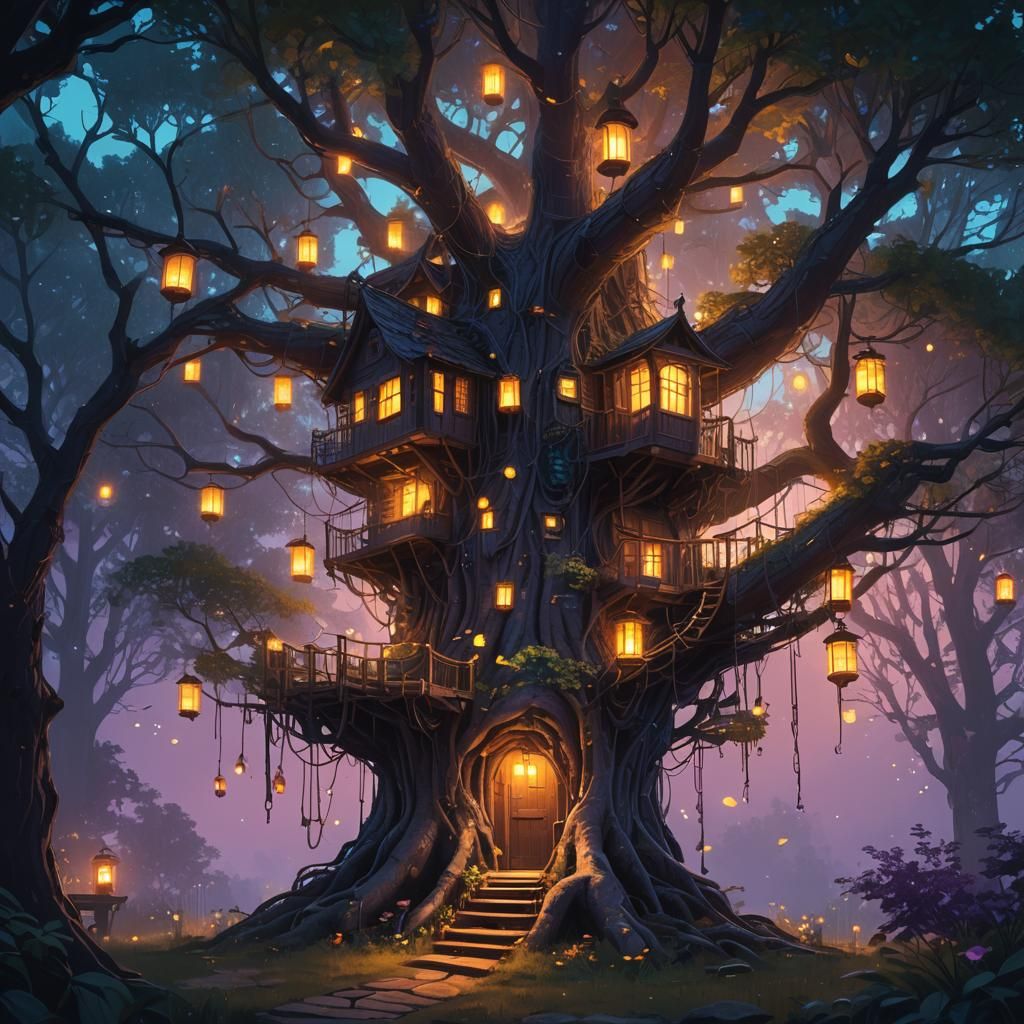 Cozy Fantasy Sanctuary in Stalenhag Style