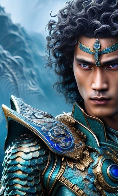 Poseidon in Ornate Armor: Hyperdetailed Portrait