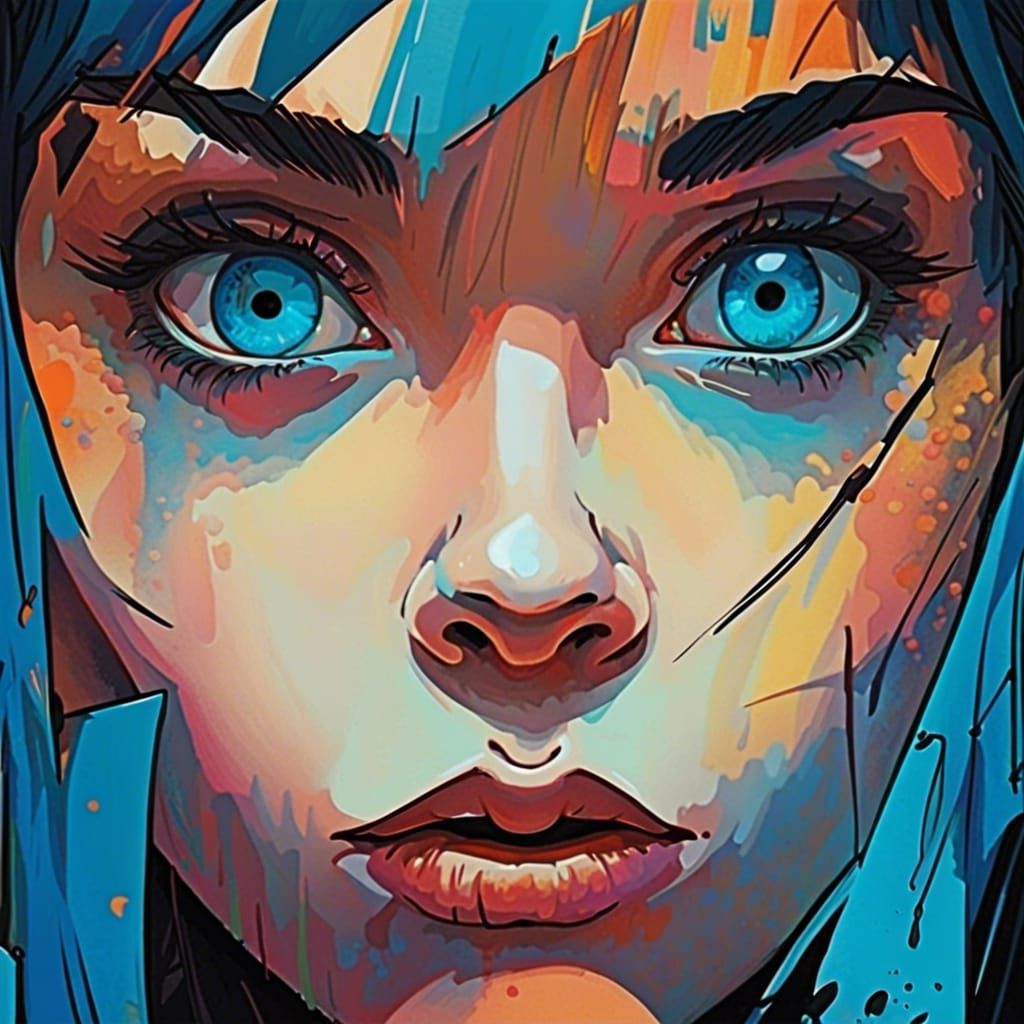 Striking Girl Portrait in Digital Comic Style