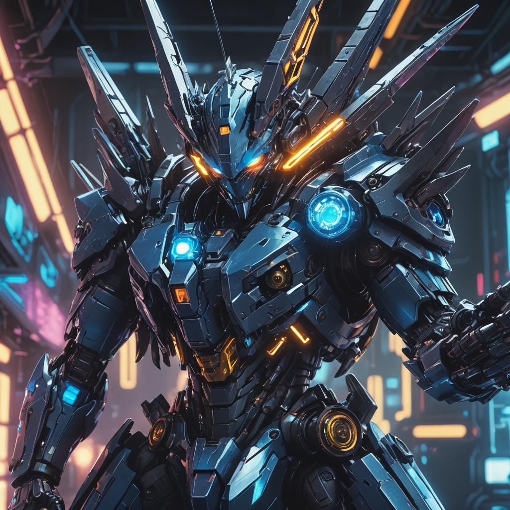 Cyberpunk Digimon Agac Wields High-Tech Blade with Iridium C...