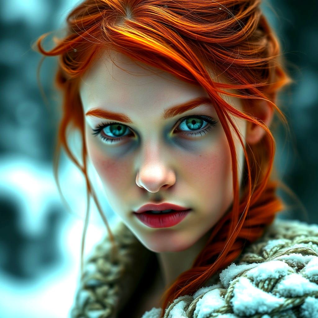 Serene Celtic Warrior Woman in Dark Forest Landscape