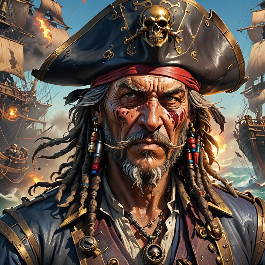 Futuristic Pirate Concept Art in Hyperrealistic Style