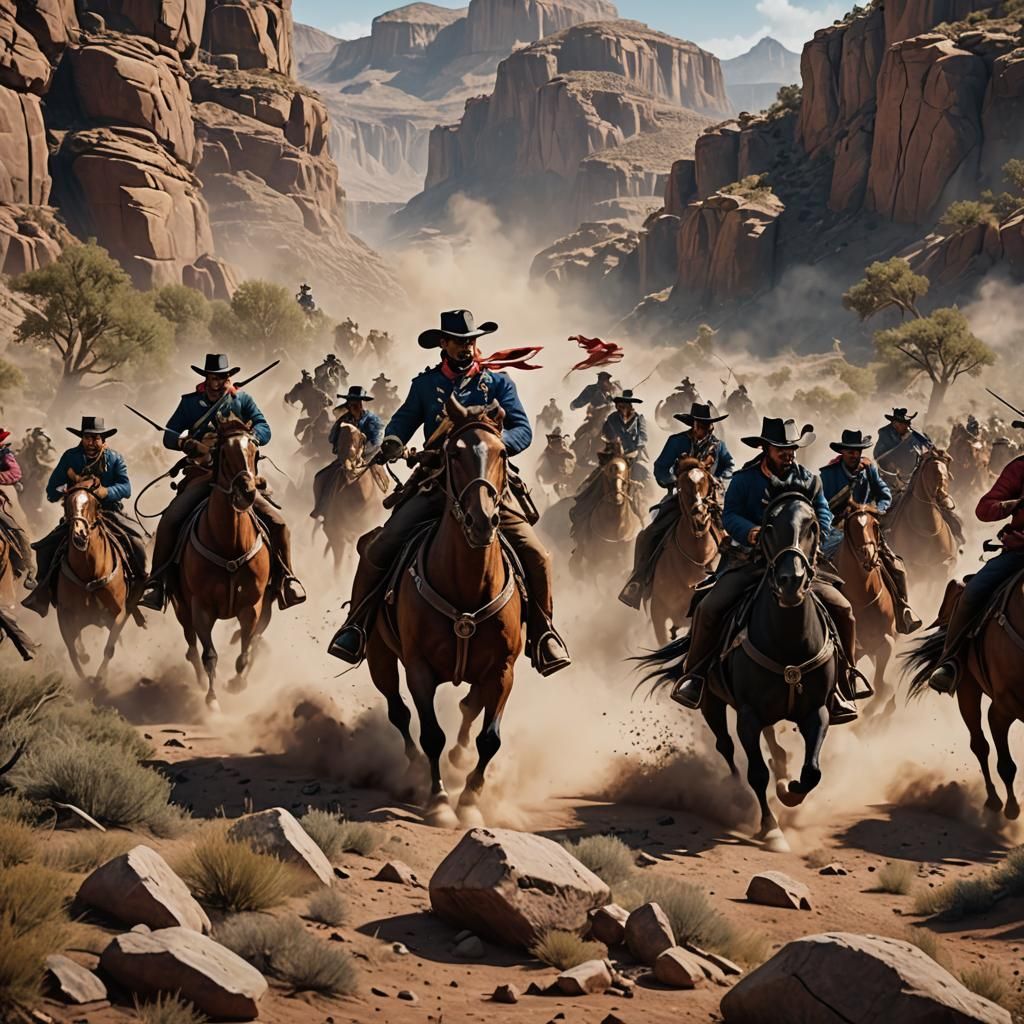 Wild West Union Cavalry Charge: Detailed Matte Painting