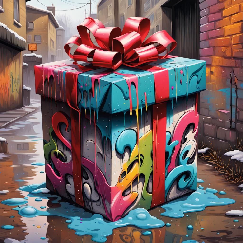 Colorful Graffiti Christmas Gifts in Country Setting