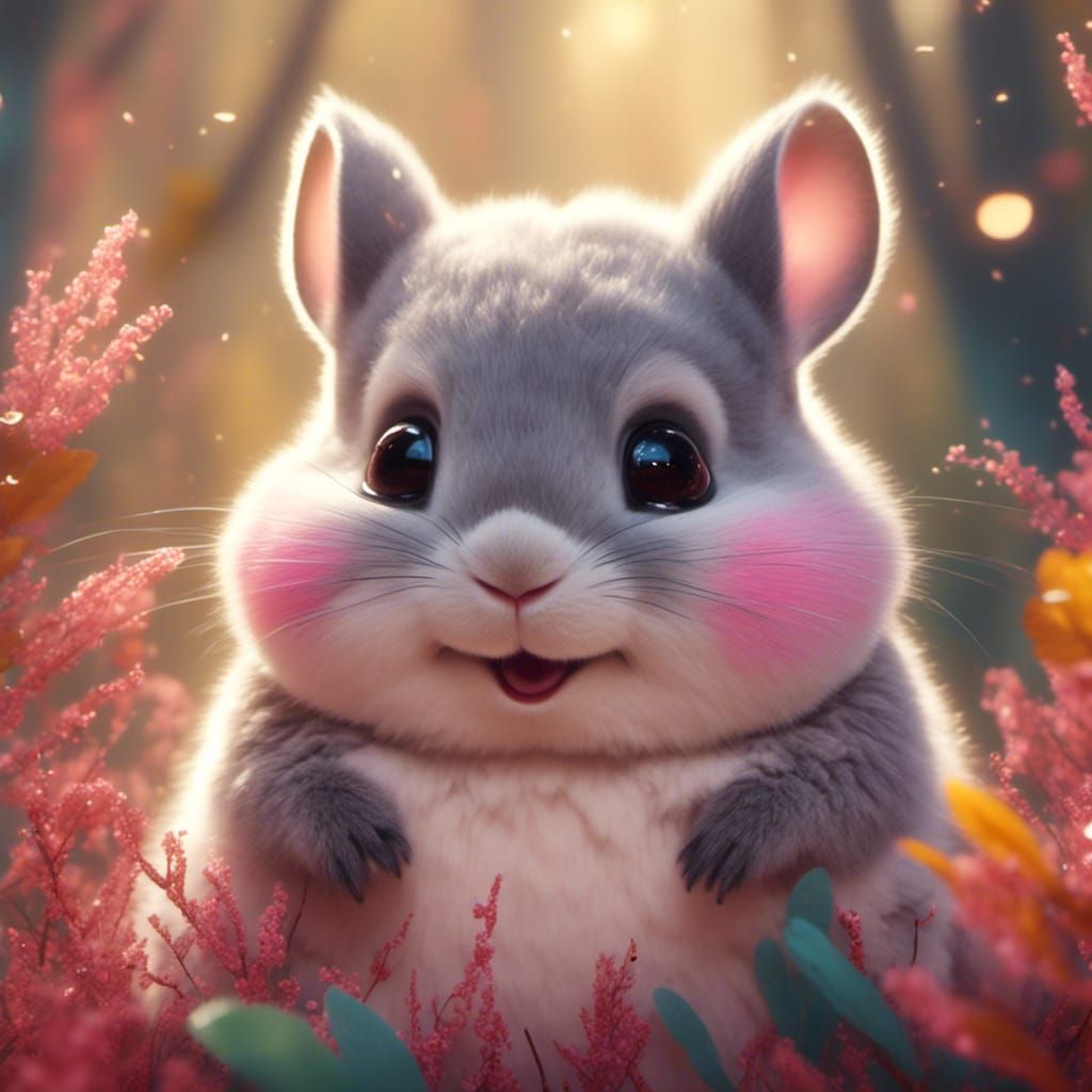 Charming Chinchilla Portrait in Watercolor Art Style