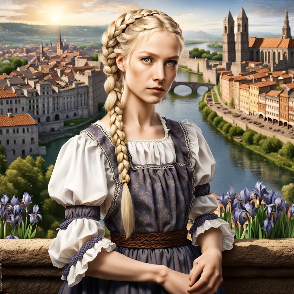 Renaissance Peasant Woman with Gothic City