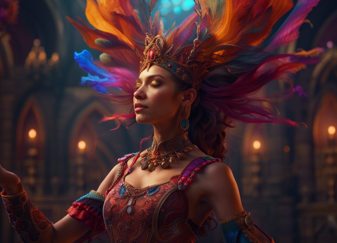 Colorful Magic Dancer of Tarentelle in Fantasy Art