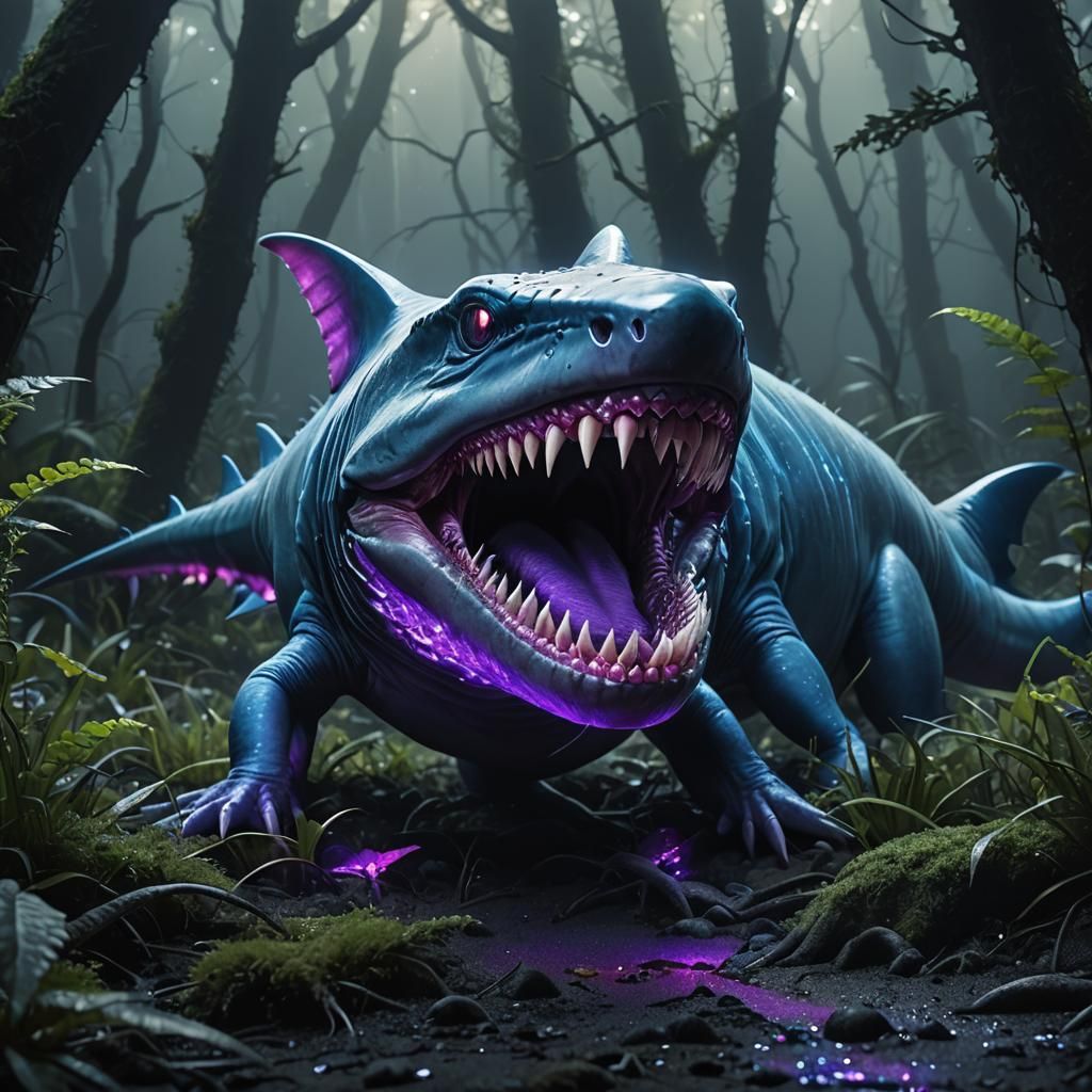 Bioluminescent Goblin Shark Lizard in Greg Rutkowski Style