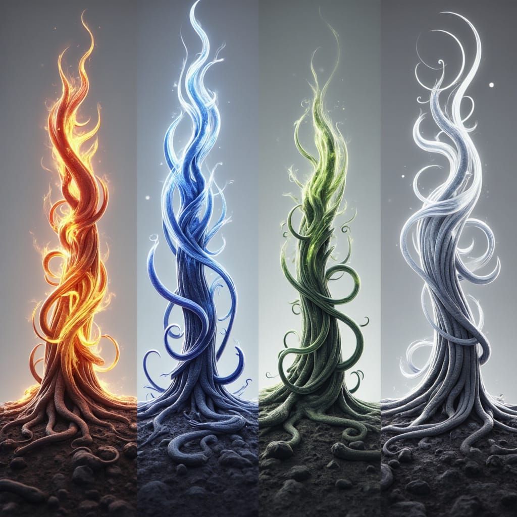Four Elemental Energy Manifestations Emerge From Earth