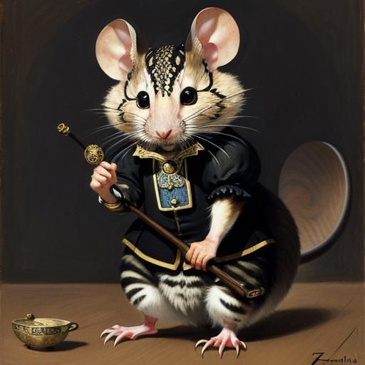 Intricate Painting of a Beautiful and Scary Mouse