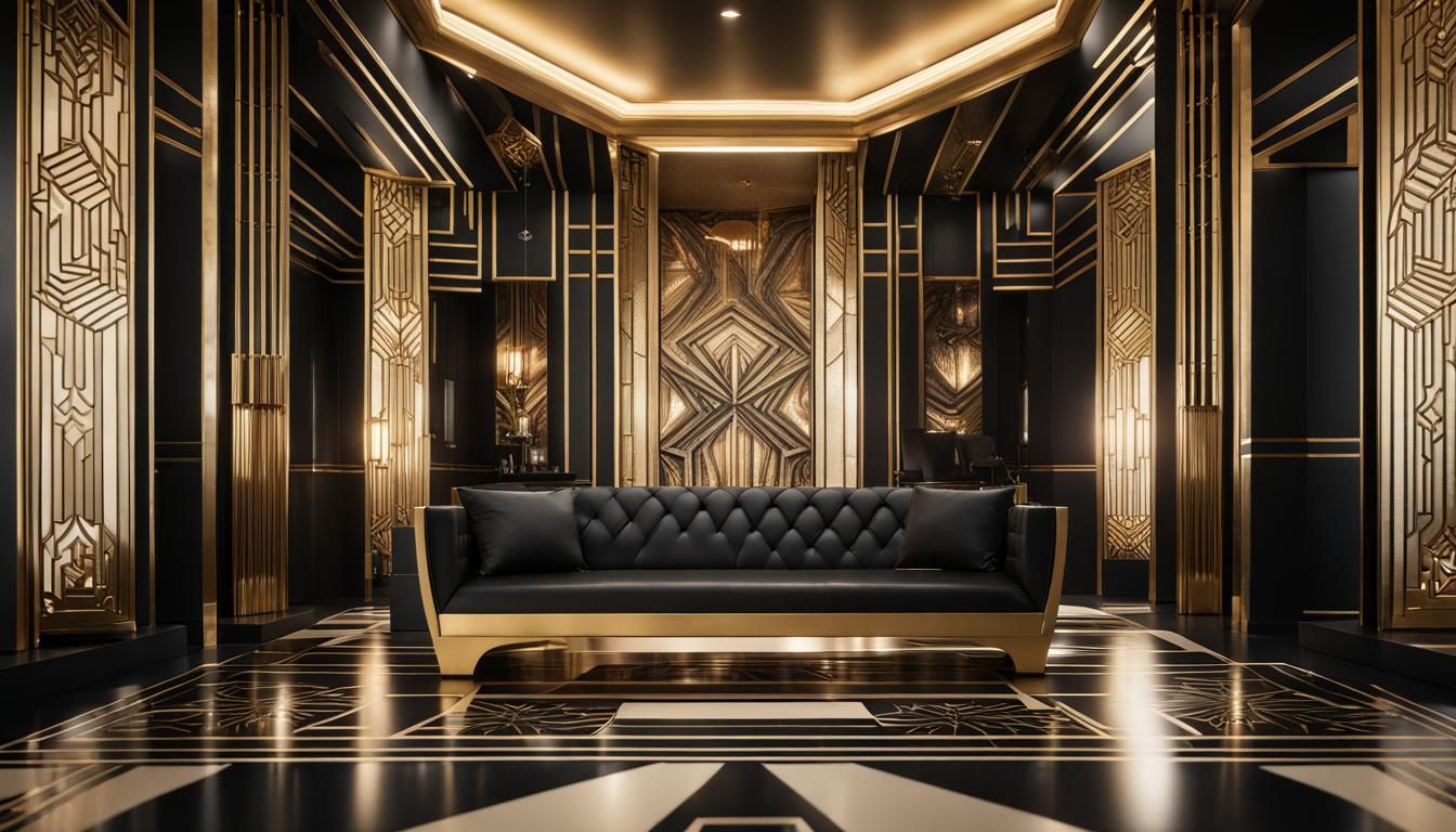 Opulent Art Deco Room in Black and Gold