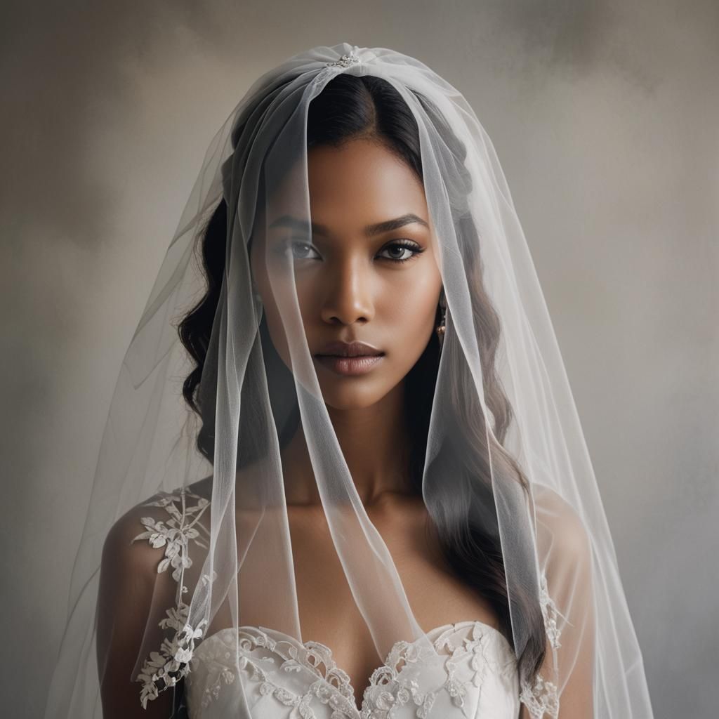 Ethereal Portrait with Tulle Veil and Soft Lighting