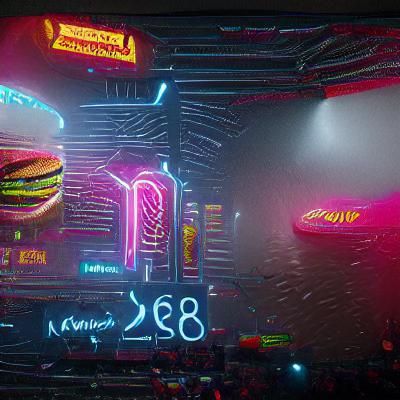 McDonalds meal, hamburger, neon, 8k resolution, hyperdetailed