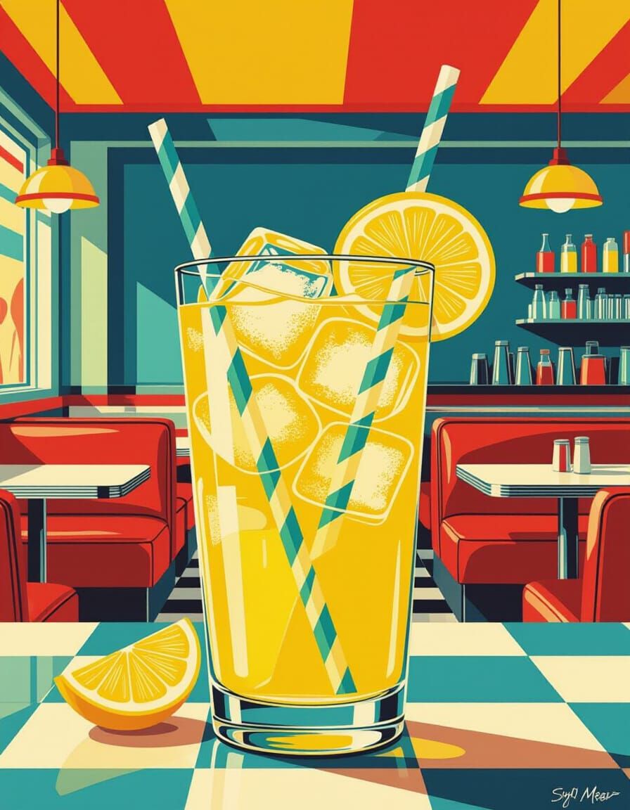 Retro Diner Lemon-Lime Soda with Lemon Slice