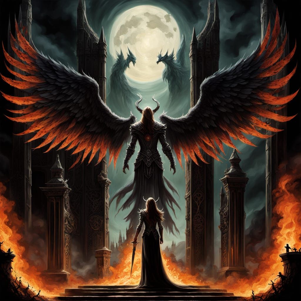 Goddess and Lucifer at Heaven and Hell Gates