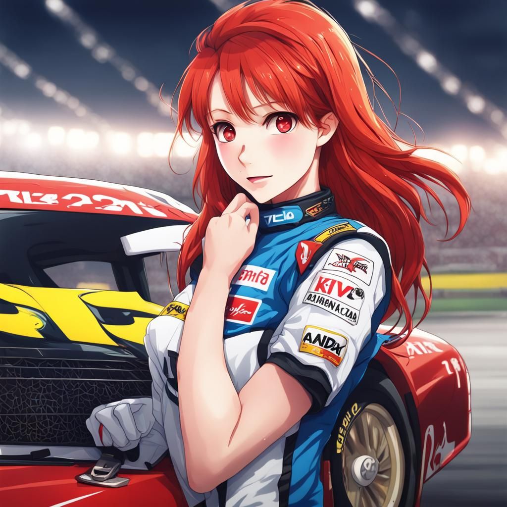 Anime Girl at Stock Car Race in 4K