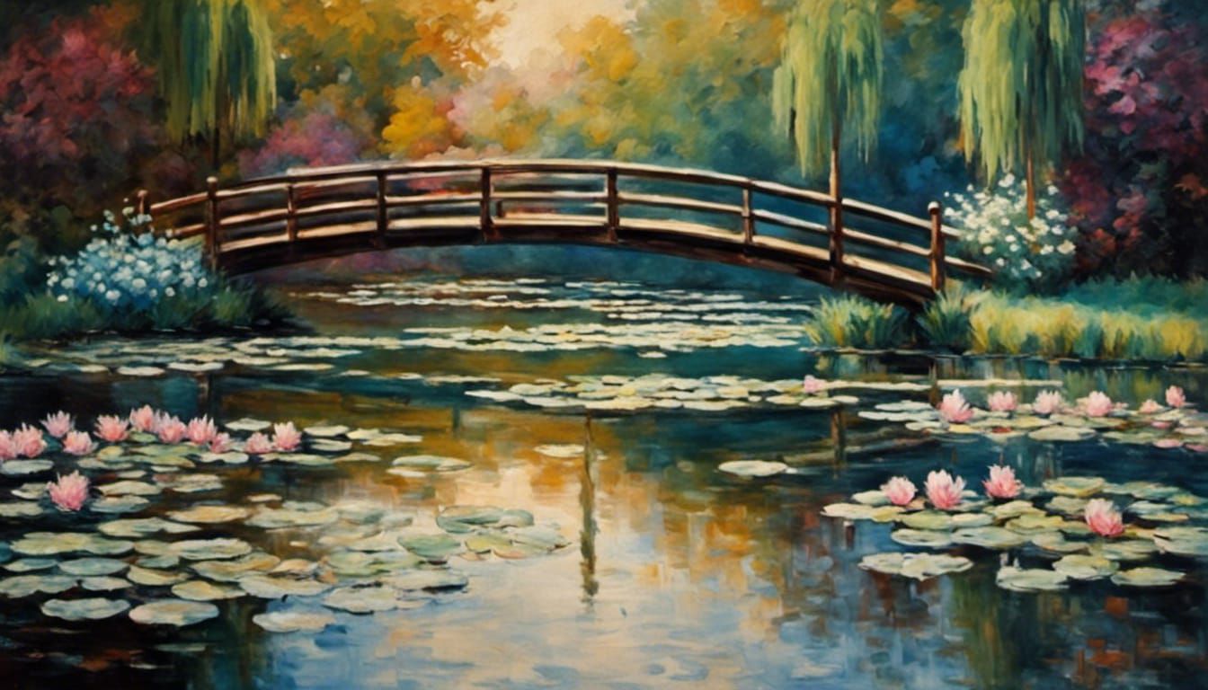 Impressionist Princess at Monet's Water Lily Pond