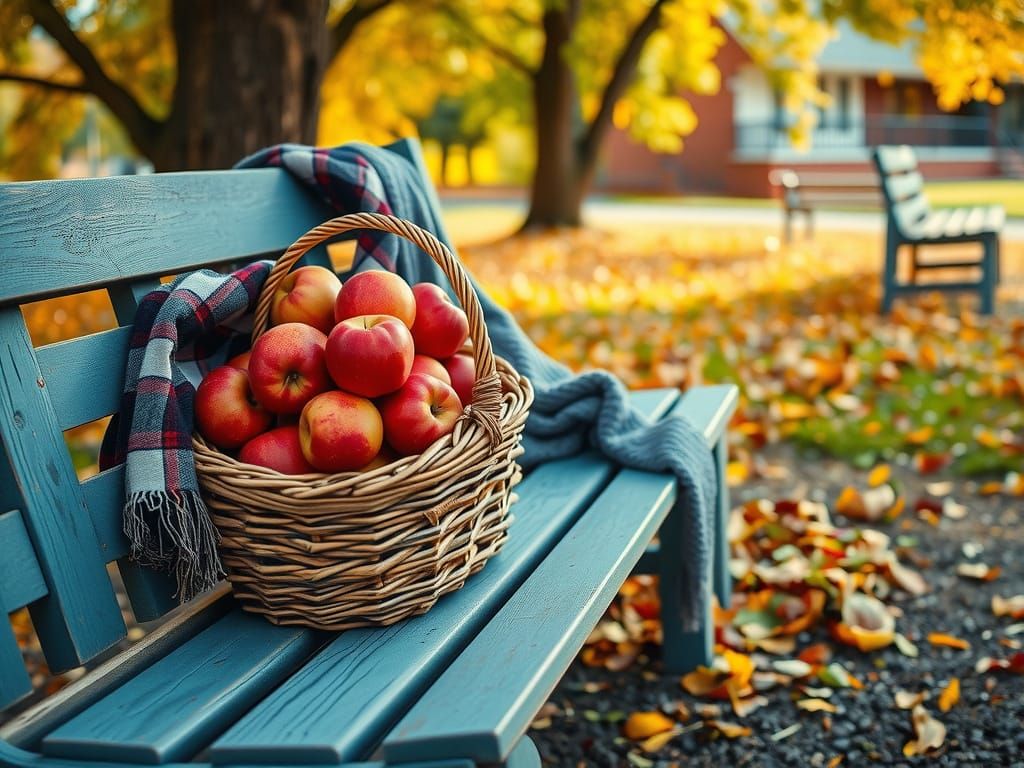 Autumn Serenity: Apples and Golden Leaves