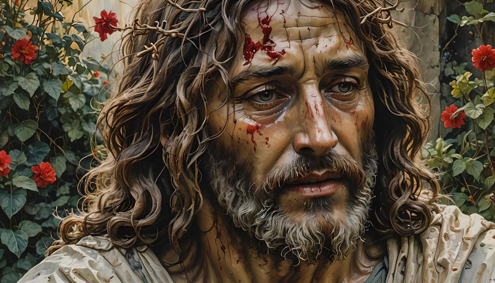 Jesus Sweating Blood: Hyperdetailed Biblical Scene