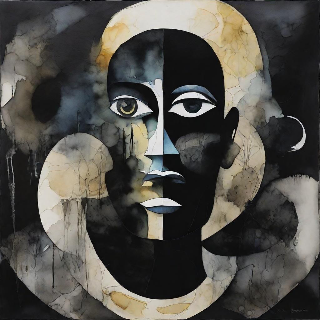 Distorted Faces in a Dreamscape, Post-Impressionistic Style