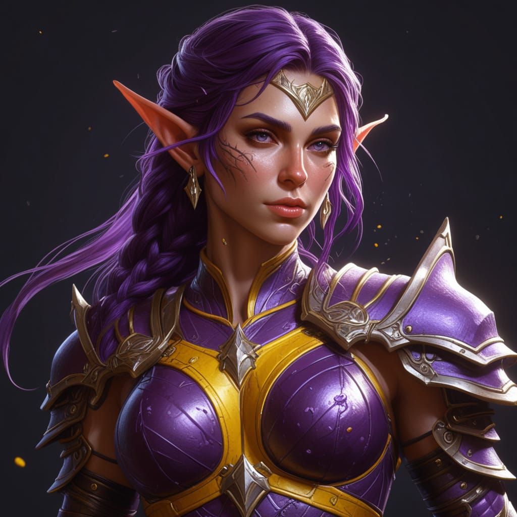 Muscular Female Elf in Leather Armor - Dark Fantasy Art