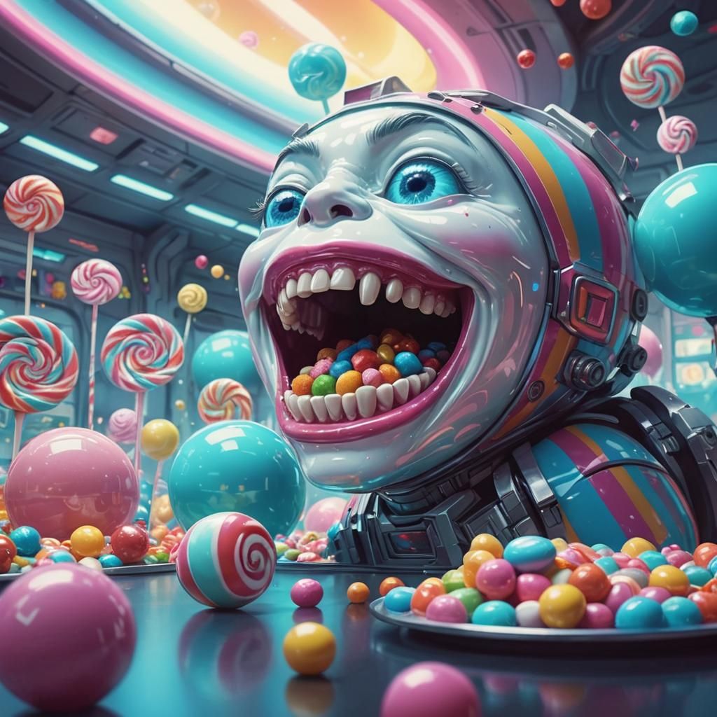 Colorful Candy Art Sci-Fi Scene