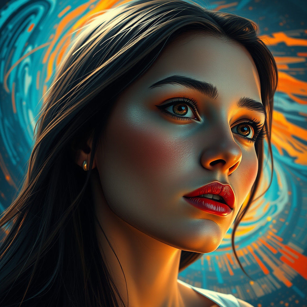 Expressive Woman Portrait in Splash Art Style