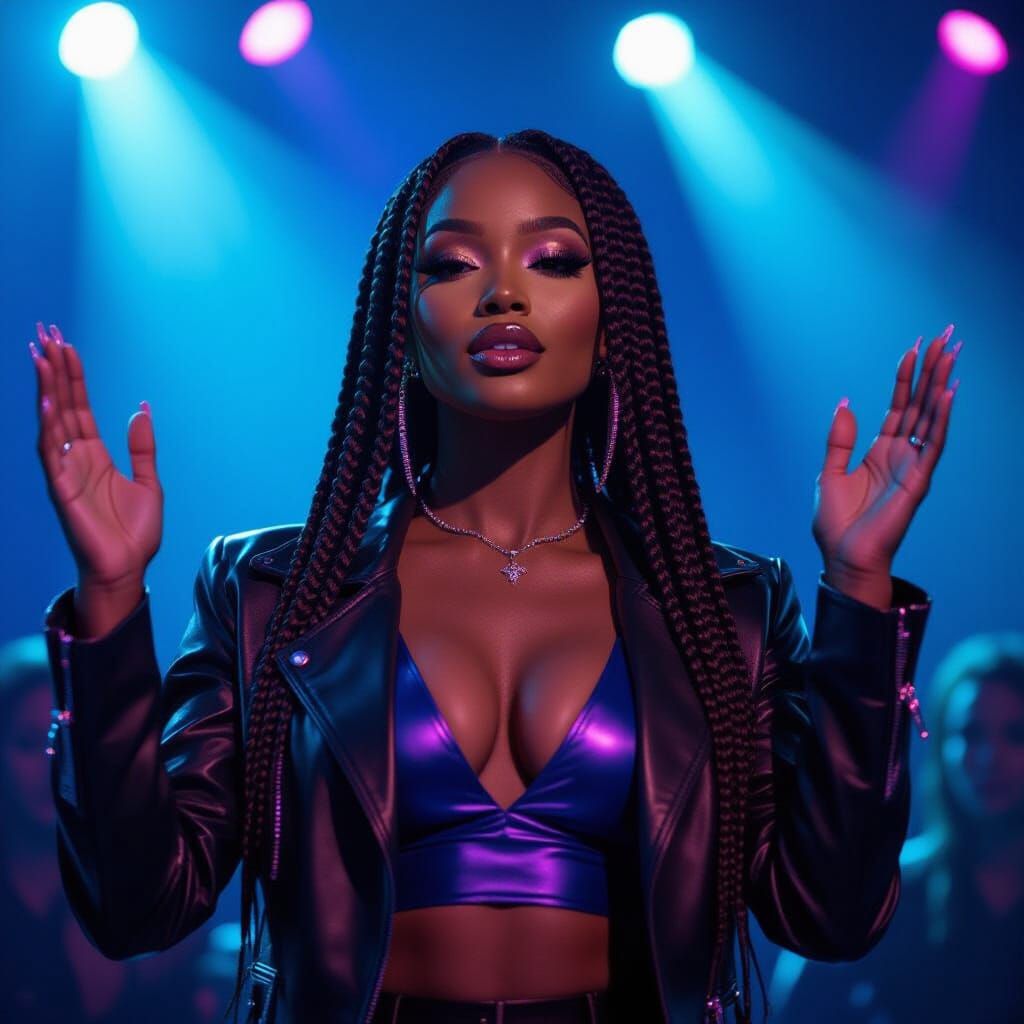 R&B Star Lyra Noel Performing Under Neon Lights