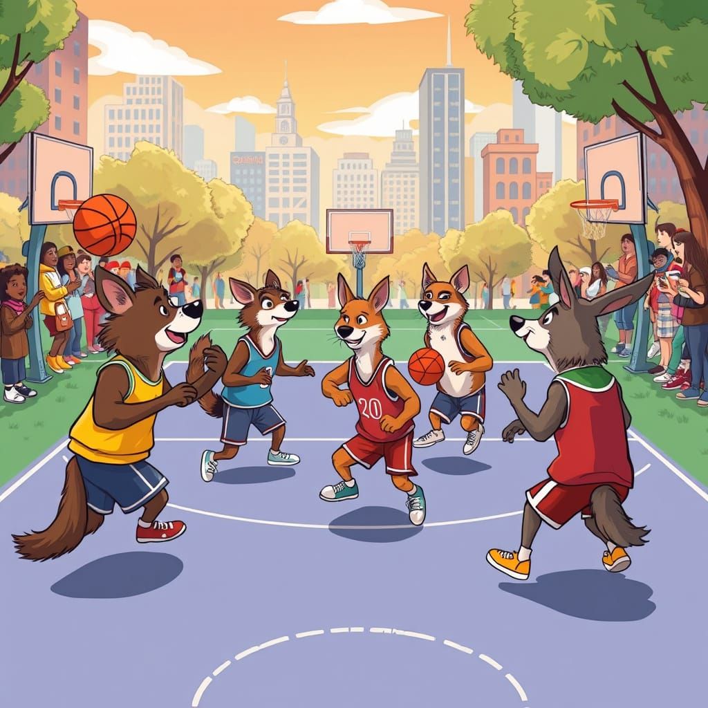 Animals playing Basketball