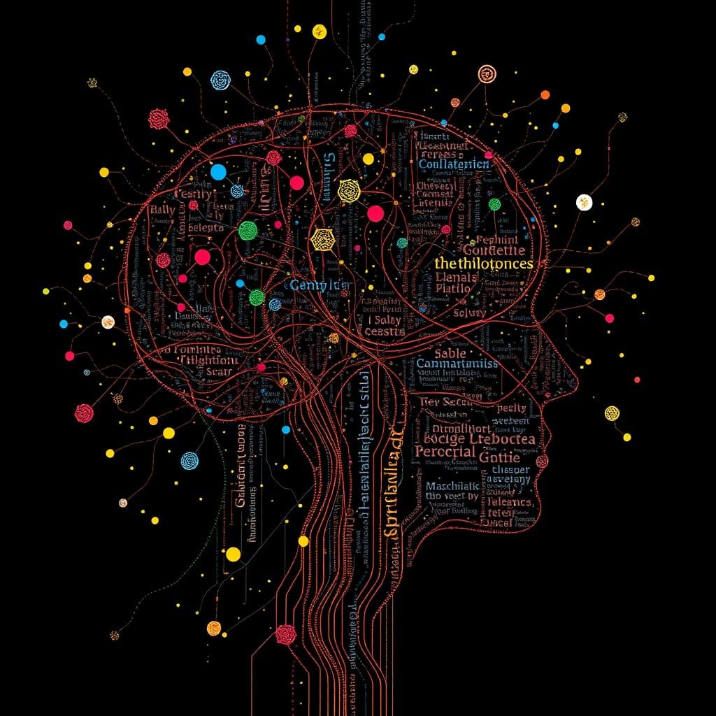 Pointillist Illustration of Philosophy's Linguistic Battle