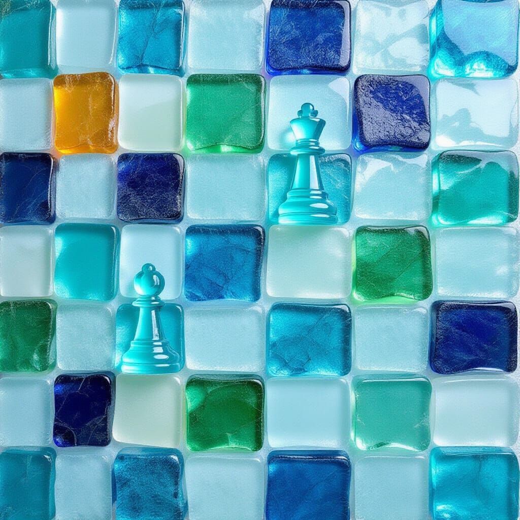 Sea Glass Chess Game Abstract Artwork